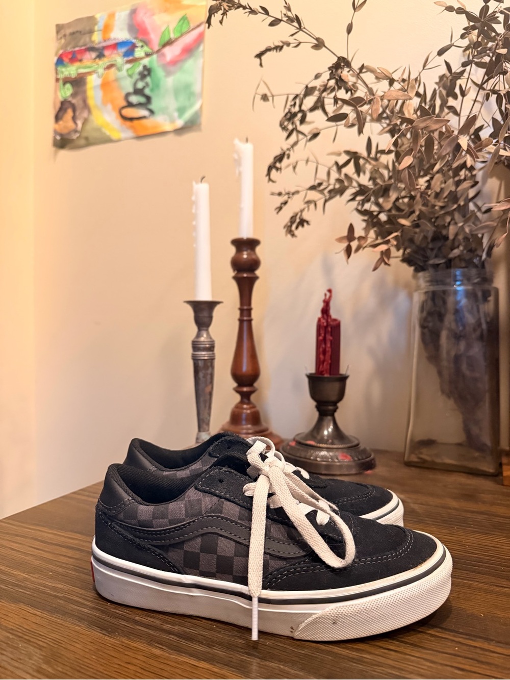 Vans Black and White Check Low-Top Sneakers